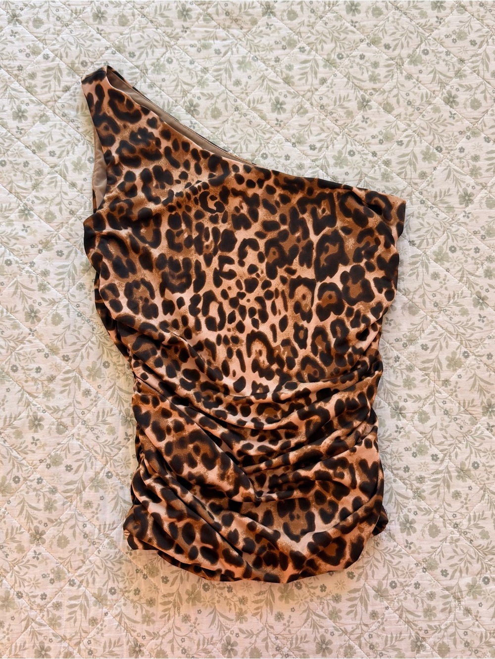 Y2k Sofia Jeans leopard print one shoulder top